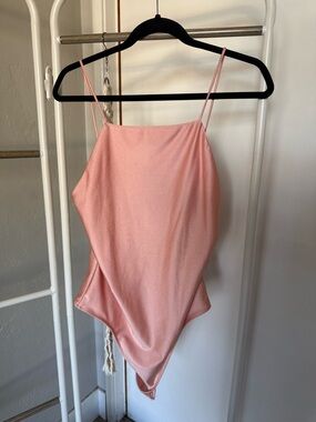 Pink Satin Bodysuit